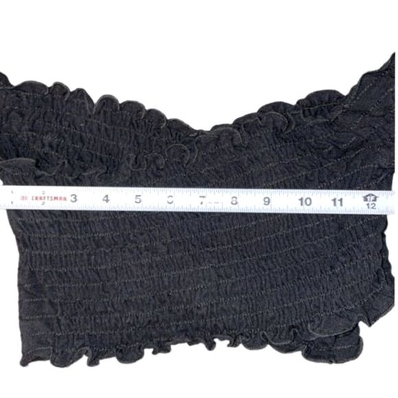 FREE PEOPLE “SMOCK IT TO ME” CRISS CROSS OFF THE SHOULDER CROP TOP BLACK  SMALL - Picture 10 of 10